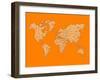 World Map Orange 1-NaxArt-Framed Art Print