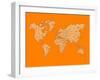 World Map Orange 1-NaxArt-Framed Art Print