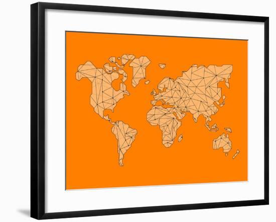 World Map Orange 1-NaxArt-Framed Art Print