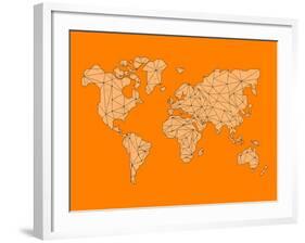 World Map Orange 1-NaxArt-Framed Art Print