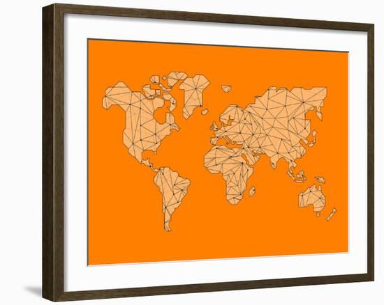 World Map Orange 1-NaxArt-Framed Art Print