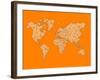 World Map Orange 1-NaxArt-Framed Art Print