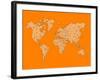 World Map Orange 1-NaxArt-Framed Art Print