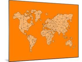 World Map Orange 1-NaxArt-Mounted Art Print