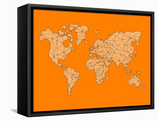 World Map Orange 1-NaxArt-Framed Stretched Canvas