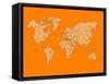 World Map Orange 1-NaxArt-Framed Stretched Canvas