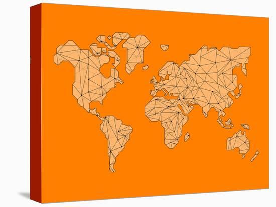 World Map Orange 1-NaxArt-Stretched Canvas