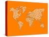 World Map Orange 1-NaxArt-Stretched Canvas