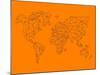 World Map Orange 2-NaxArt-Mounted Art Print