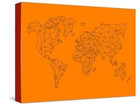 World Map Orange 2-NaxArt-Stretched Canvas