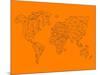 World Map Orange 2-NaxArt-Mounted Art Print
