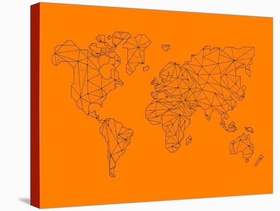 World Map Orange 2-NaxArt-Stretched Canvas