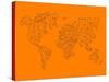 World Map Orange 2-NaxArt-Stretched Canvas