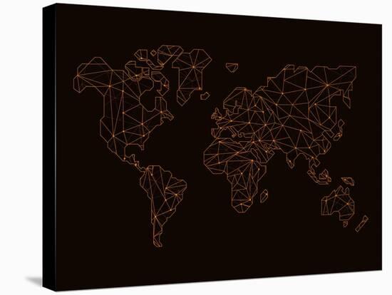 World Map Orange 3-NaxArt-Stretched Canvas