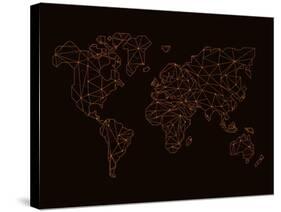 World Map Orange 3-NaxArt-Stretched Canvas