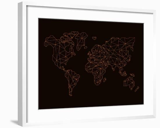 World Map Orange 3-NaxArt-Framed Art Print