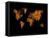 World Map Orange Drawing-NaxArt-Framed Stretched Canvas