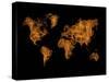 World Map Orange Drawing-NaxArt-Stretched Canvas