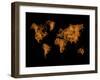 World Map Orange Drawing-NaxArt-Framed Art Print