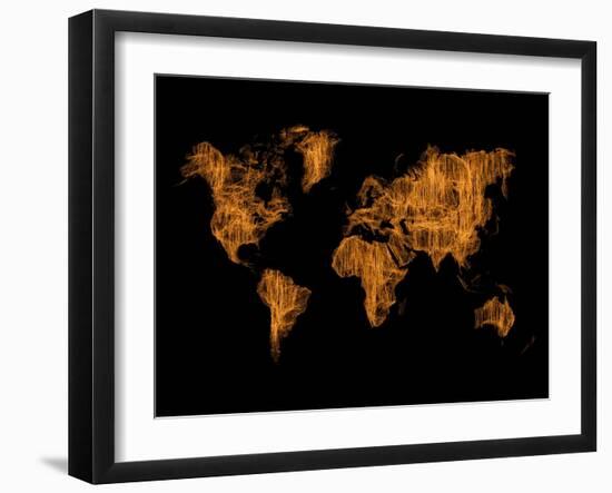 World Map Orange Drawing-NaxArt-Framed Art Print