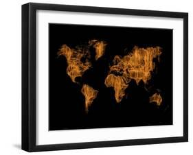 World Map Orange Drawing-NaxArt-Framed Art Print