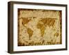 World Map Overlaid On Textured Paper With Border-Ronald Hudson-Framed Art Print