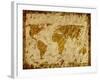 World Map Overlaid On Textured Paper With Border-Ronald Hudson-Framed Art Print