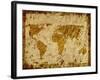 World Map Overlaid On Textured Paper With Border-Ronald Hudson-Framed Art Print