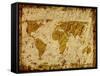 World Map Overlaid On Textured Paper With Border-Ronald Hudson-Framed Stretched Canvas