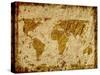 World Map Overlaid On Textured Paper With Border-Ronald Hudson-Stretched Canvas