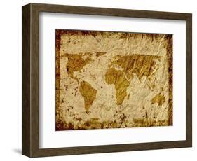 World Map Overlaid On Textured Paper With Border-Ronald Hudson-Framed Art Print