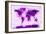 World Map Paint Splashes Purple-Michael Tompsett-Framed Premium Giclee Print