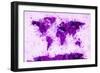 World Map Paint Splashes Purple-Michael Tompsett-Framed Premium Giclee Print