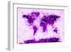 World Map Paint Splashes Purple-Michael Tompsett-Framed Premium Giclee Print