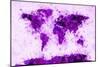 World Map Paint Splashes Purple-Michael Tompsett-Mounted Premium Giclee Print