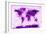World Map Paint Splashes Purple-Michael Tompsett-Framed Art Print