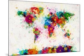 World Map Paint Splashes-Michael Tompsett-Mounted Art Print