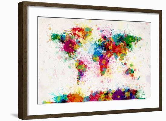 World Map Paint Splashes-Michael Tompsett-Framed Art Print