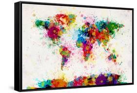 World Map Paint Splashes-Michael Tompsett-Framed Stretched Canvas