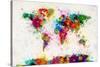 World Map Paint Splashes-Michael Tompsett-Stretched Canvas