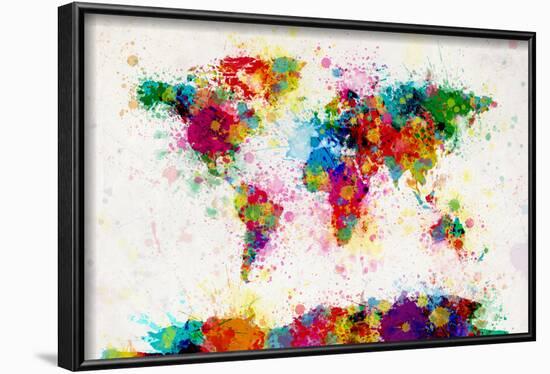 World Map Paint Splashes-Michael Tompsett-Framed Art Print