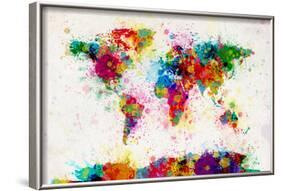 World Map Paint Splashes-Michael Tompsett-Framed Art Print