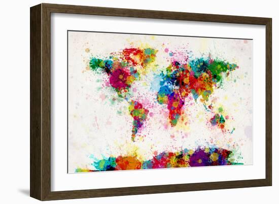 World Map Paint Splashes-Michael Tompsett-Framed Art Print