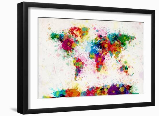 World Map Paint Splashes-Michael Tompsett-Framed Art Print