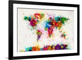 World Map Paint Splashes-Michael Tompsett-Framed Art Print