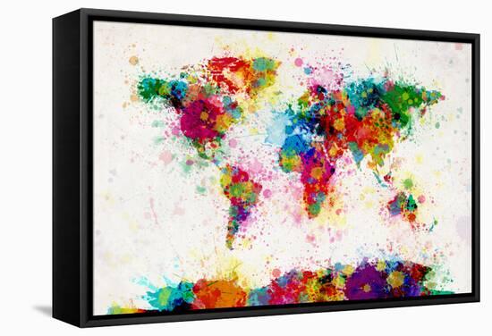 World Map Paint Splashes-Michael Tompsett-Framed Stretched Canvas