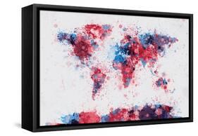 World Map Paint Splashes-Michael Tompsett-Framed Stretched Canvas