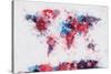 World Map Paint Splashes-Michael Tompsett-Stretched Canvas