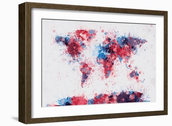 World Map Paint Splashes-Michael Tompsett-Framed Art Print