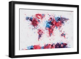 World Map Paint Splashes-Michael Tompsett-Framed Art Print